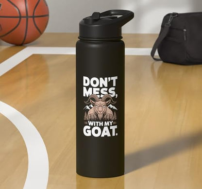 Don´t Mess With My Goat Cute Coat Pygmy Goat Farmer Stainless Steel Insulated Water Bottle - color: Black
