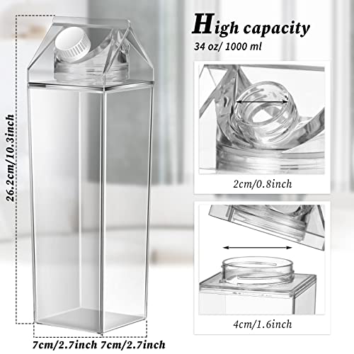 Remerry 3 Pcs Milk Carton Container, Square Acrylic Plastic Clear - color: Clear, size: 34 oz