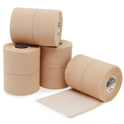 OK TAPE Elastic Adhesive Tape Bandage Tape Wrap 3 Inch Wide 4 Rolls | Flexible Stretch Bandages for Sports Ankle, Knee and Wrist Sprains (Beige) - size: 3 Inch x 5 Yard