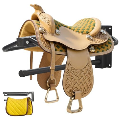 Sidasu 1 Pack Thickened Saddle Rack,Wall Mounted Saddle Stand with Pad Bar | Heavy Duty Steel Construction,Detachable Design,Fits Western & English Style Saddles,Ideal for Barns Stables Garages - size: 1 Pack