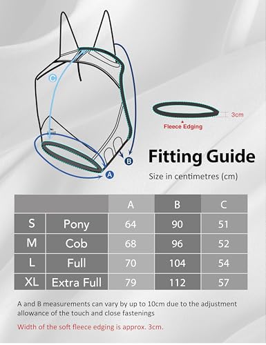 Harrison Howard Horse Fly Mask UV Protective Fine Mesh with Extra Wool Soft Touch on Skin Fly and UV Protection Aquamarine-Black XL - color: Aquamarine-Black, size: XL