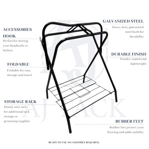 AJ Tack Freestanding Saddle Rack with Western Saddle Cover