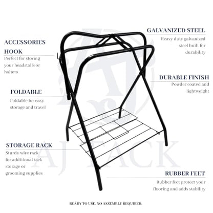 AJ Tack Freestanding Saddle Rack with Western Saddle Cover