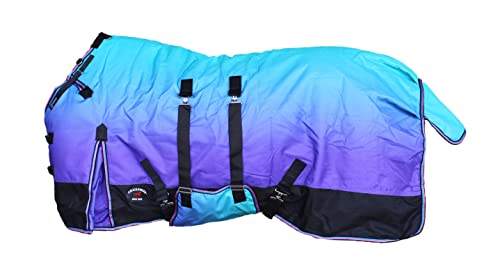 Challenger 1200D Turnout Waterproof Rain Horse Sheet Light Winter Blanket 394B - color: Ocean Ombre, size: 60 inches