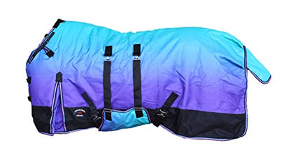 Challenger 1200D Turnout Waterproof Rain Horse Sheet Light Winter Blanket 394B - color: Ocean Ombre, size: 60 inches