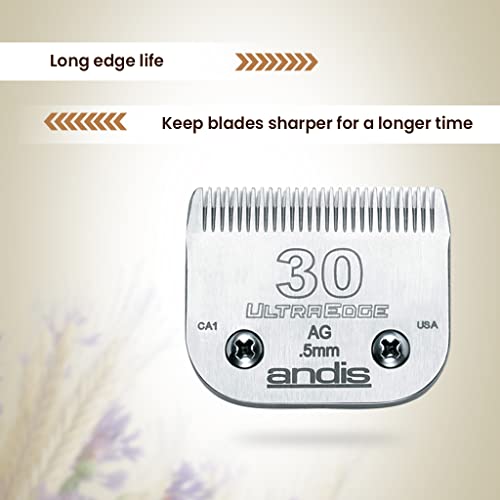Andis 64075 UltraEdge Blade, Size 30, 1/50in, Chrome, for Larger Animals - style: 30 Blade (Pack of 1)