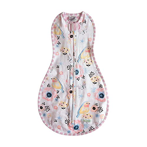Woombie Grow with Me Baby Swaddle, Convertible Swaddle Fits 0-9 Months, Expands to Wearable Blanket Up to 18 Months, Birds & Stripes - color: Birds & Stripes, style: Grow With Me