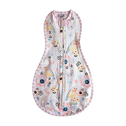 Woombie Grow with Me Baby Swaddle, Convertible Swaddle Fits 0-9 Months, Expands to Wearable Blanket Up to 18 Months, Birds & Stripes - color: Birds & Stripes, style: Grow With Me