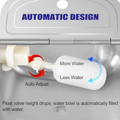 ToLanbbt Automatic Animal Dispenser Horse Water Bowl with Float Valve Stainless Steel Goat Waterer Feeder Outside Water Trough for Livestock Auto Fill Dog Watering Bowl with 1/2" Hose, Drainage Hole - size: 1 PCS