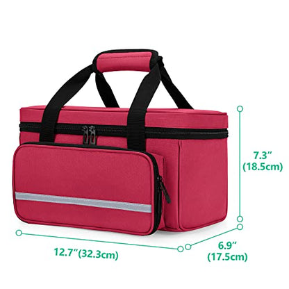 CURMIO Empty First Aid Kits Case, Family Medical Supplies Storage Bag, Red