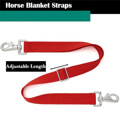 Premium Horse Blanket Sheet Leg Straps, Replacement Stretchy Belly Strap with Double Swivel Snaps, Adjustable Elastic Length from 24 to 42 Inch Winter Blanket - color: Red