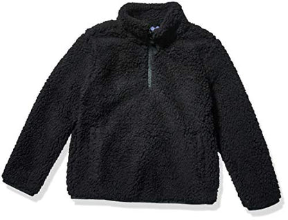 Amazon Essentials Girls' Long Sleeve Sherpa Fleece Quarter-Zip Pullover Jacket, Insulated - color: Black, size: XX-Large