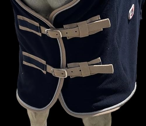 Majestic Ally Anti Pill Fleece Horse Blanket /Sheet with Silver Braided Rope (Navy, 74) - color: Navy, size: 74