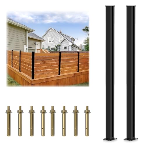 45" Aluminium Privacy Fence Line Post, 2 Pack - color: 2 Pack 180 Degree