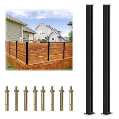 45" Aluminium Privacy Fence Line Post, 2 Pack - color: 2 Pack 180 Degree
