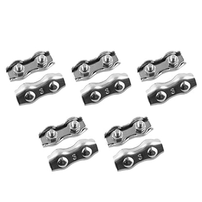10pcs M3 Poly Rope Connector, Double Grips Cable Clamps Wires Splicer 304 Stainless Steel Polyethylene Cord Connectors for Electric Fences