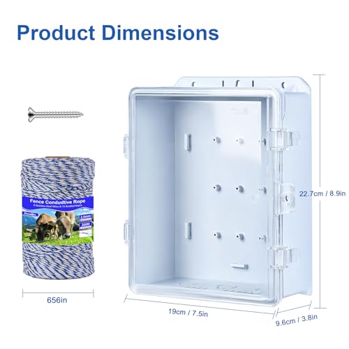 Electric Fence Enclosure Kit, Waterproof Box & 656FT Polywire Wire