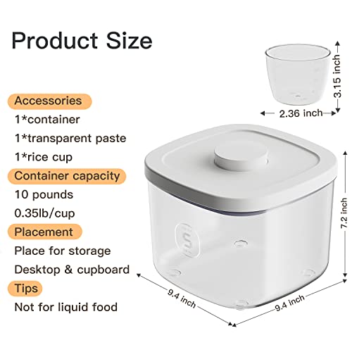 10 Lbs Storage Container Bin Rice Dispenser with Measuring Cup Food Cereal Container Bins Household for Kitchen Pantry Organization - color: AY-5KG-WHITE