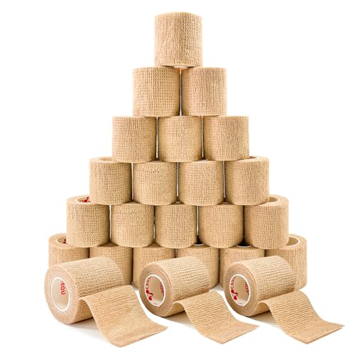 Carbou Self Adhesive Bandage Wrap 2" x 5yd 24ct Vet & Athletic Beige - color: Beige, size: 24 Count (Pack of 1)