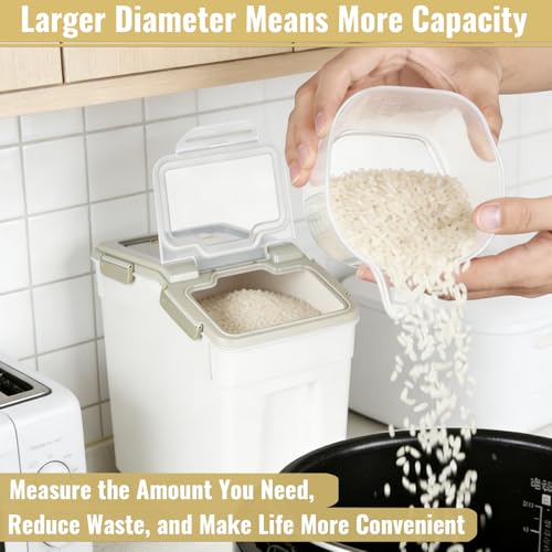 2 Pack Rice Container 50 lbs Large Bulk Flour Sugar Storage Holdhouse Plastic Grain Cereal Dry Goods Bin with Spoon and Measuring Cup for Kitchen Pantry Organization - Grey - color: Grey