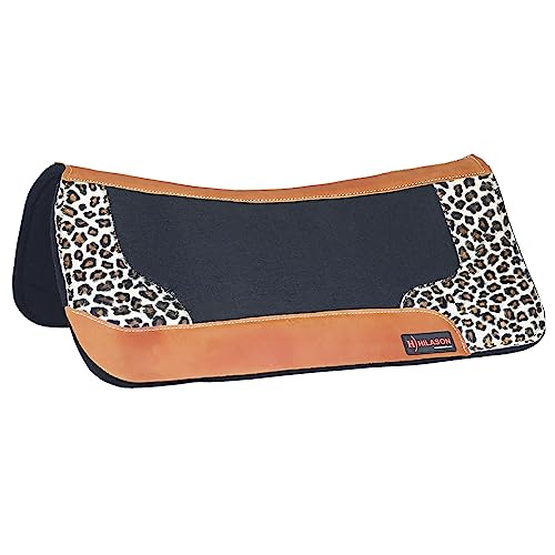 HILASON Western Wool Felt Horse Saddle Pad Black-Cheetah
