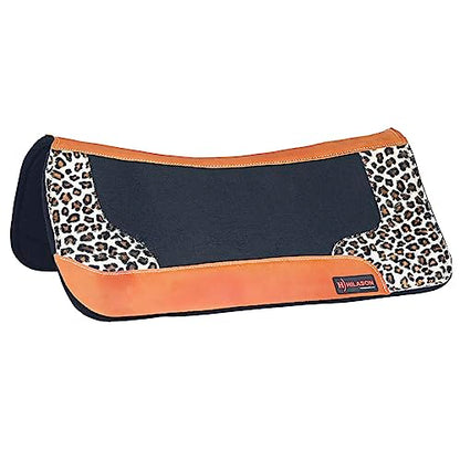 HILASON Western Wool Felt Horse Saddle Pad Black-Cheetah