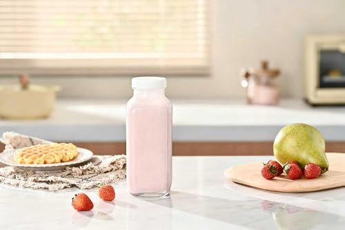Fox Run Square Glass Milk Bottle, Leaf-Proof 16.9 oz Juice and Creamer Container with Lid