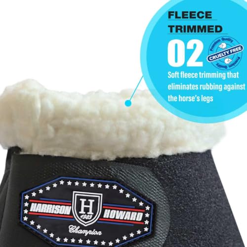 Harrison Howard Essential Bell Boots Shock Absorption with Fleece Trim Non-Rotating Reinforcement - color: black