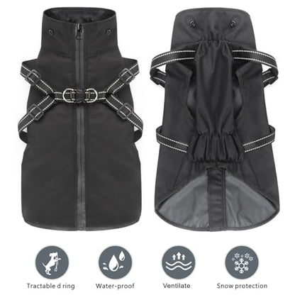 Dog Raincoat Waterproof Dog Hoodie Reflective Dog Raincoat Hooded Adjustable Rain Jacket for Small Medium Large Dogs Puppies (Black, M) - color: Black, size: M