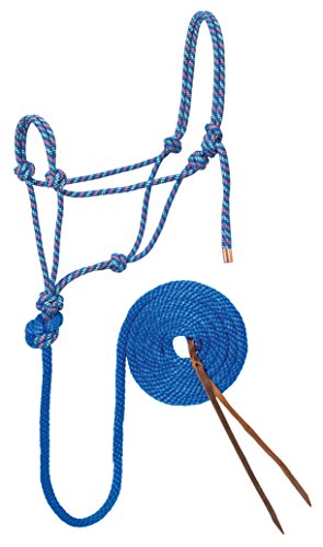Weaver Leather Diamond Braid Rope Halter and Lead , Blue/Orange/Lime, 10feet