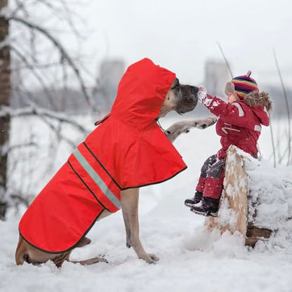 Reflective Dog Raincoat - Adjustable Hooded Pet Rain Coat Jacket, Waterproof Dog Slicker Poncho for Small to X- Large Dogs and Puppies (Red, X-Large) - color: Red, size: X-Large