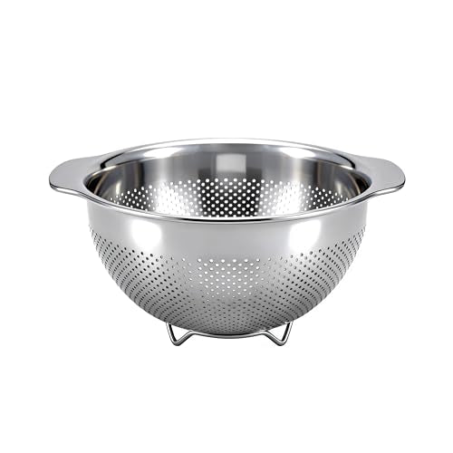 Stainless Steel Colander for Kitchen with Handle for Pasta (4QT) - size: 4QT