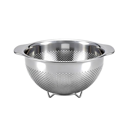 Stainless Steel Colander for Kitchen with Handle for Pasta (4QT) - size: 4QT