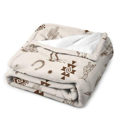 Western Blanket, Southwest Aztec Boho Native Pattern Wild West Farmhouse Cowboys Cactus Country Fleece Fuzzy Fannel Throw Blankets for Sofa Bed Chair Couch Bedroon Living Room Gifts, 30"x40" Inch - color: Cowboy-05, size: 30x40 inch
