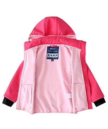 M2C Girls Hooded Fleece Lined Waterproof Windproof Jacket - color: Rose, size: 4T
