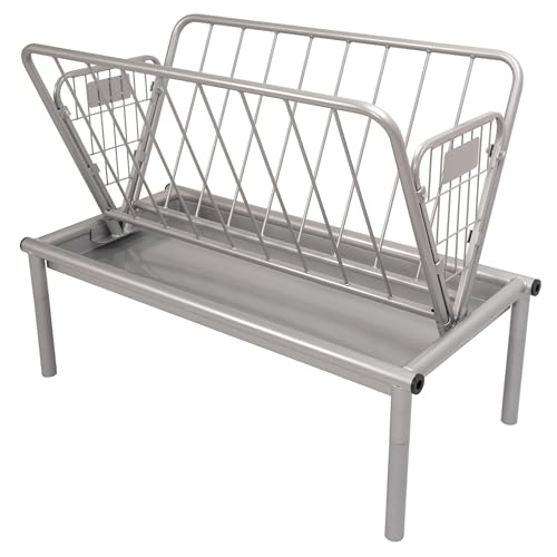 Kojem 4 Ft Long Livestock Feeder, Heavy Duty Steel Livestock 2 in 1 Grain &