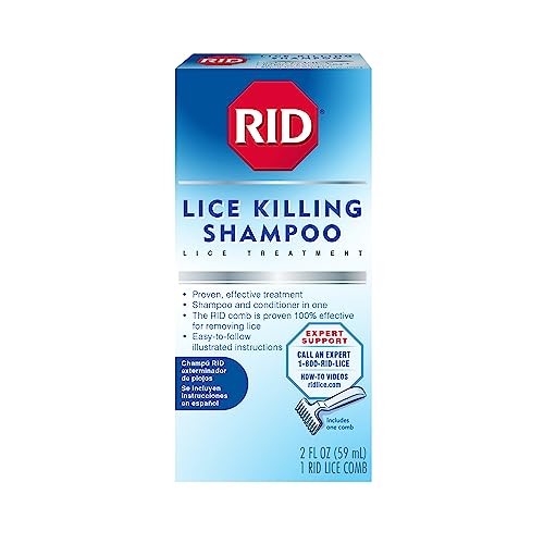 RID Lice Treatment Shampoo for Kids & Adults with Nit Comb, 2 Fl Oz | Permethrin Shampoo kills head lice and includes a nit comb for full removal; 2 fluid ounces - style: Shampoo