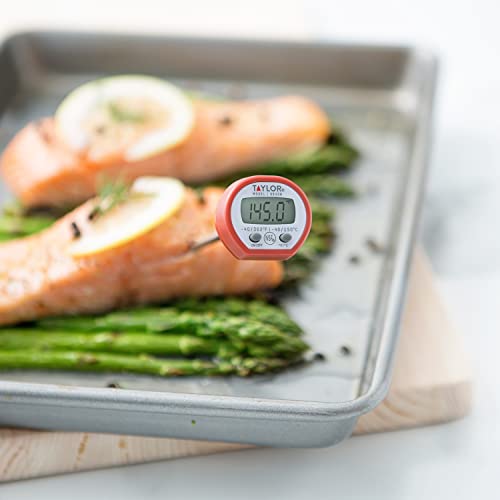 Taylor Instant Read Digital Meat Food Grill BBQ Cooking Kitchen Thermometer, Comes with Pocket Sleeve Clip, Red - style: Instant Read Pocket Thermometer