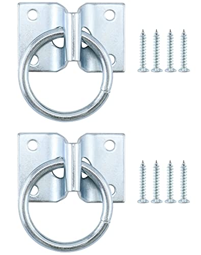 QWORK 2" Cross Tie Rings for Horse Through, 2 Pack Tie - Equestrian and Livestock Ties Loop Hay Net Loop Horse