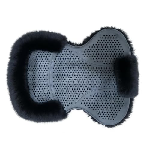 Wool &Silicone Saddle Pad, Comfortable and Breathable Wool Gel Equestrian Riding Saddle Pad, Anti-Slip with Double Shock Absorption, Universal English/Western Riding Saddle Pad - color: Black