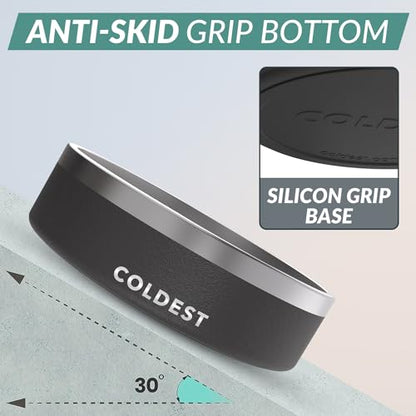 Coldest Dog Bowl - Anti Rust Metal, Non Slip, 3 Layers Insulated Stainless Steel Dog Bowls - Spill Proof & Heavy Duty - Water Bowl for Dogs, Cats & Pets, Dish Washer Safe (42 oz, Stealth Black) - color: Stealth Black, size: 42 oz