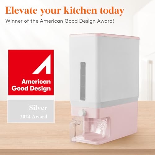 Lifewit Rice Dispenser 25 Lbs, Airtight Storage with Measuring Cup, Pink - color: Pink