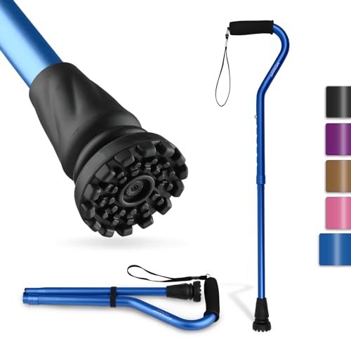 GPTCAMP Offset Walking Cane for Men & Women with Anti-Slip Tip | Foldable & Adjustable 31.5"-36.4", Supports 250 Lbs, Provides Balance for Seniors, Adults & Leg Surgery Recovery - color: Dark Blue