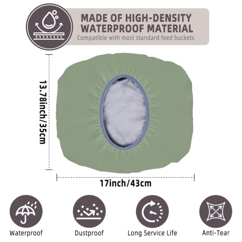 2-5 Gallon Horse Bucket Cover, Waterproof Horse Feed Bucket Cover, Lightweight and Easy to Use (Excluding Bucket, Olive Green) - color: Olive Green