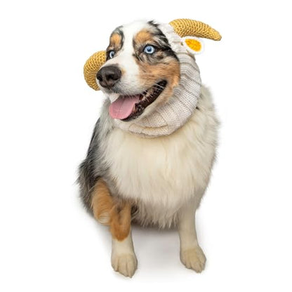 Zoo Snoods Ram Goat Costume - Warm Knit Dog Snood Wrap for Pets, Neck Ear Cover Protection, Halloween Winter (Large) - size: Large