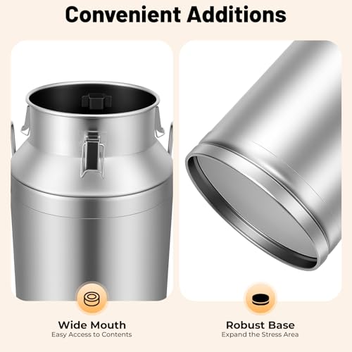 10 Gal Stainless Steel Milk Can with Airtight Lid, 40L Heavy Duty Sealed Bucket for Liquid and Grain Storage for Home Brewing Farm Kitchen Use