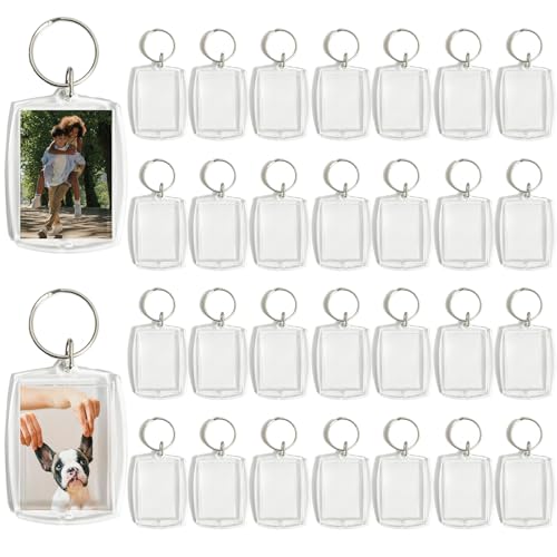 Acrylic Photo Frame Keyring, Personalized Keychains,Clear Picture Keychain as Gift - color: 100pcs