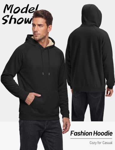TACVASEN Men's Sherpa Hoodies Midweight Fleece Winter Thermal Sweatshirts - color: 01 Black, size: Large
