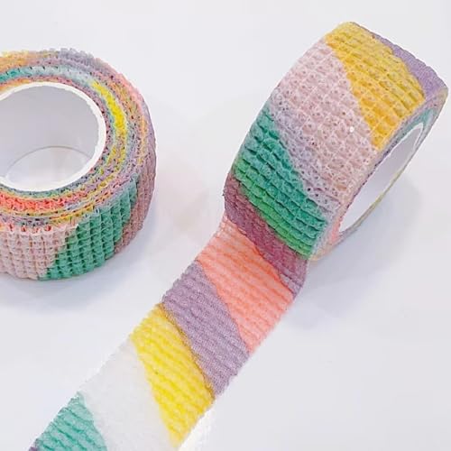 6 Pack Finger Wrap Bandage Self Adhesive Elastic Cohesive Tattoo Grip Tape for Sport Vet Wrist Toe Thimble - color: Colorful06