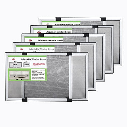 FLYZZZ Expandable Window Screen Large Adjustable Window Screens 19.8''H X 28-52‘’W 5 Pack Replacement Window Screen for Window - color: 5 Packs, size: 19.68 Inches High By 28-52 Inches Wide